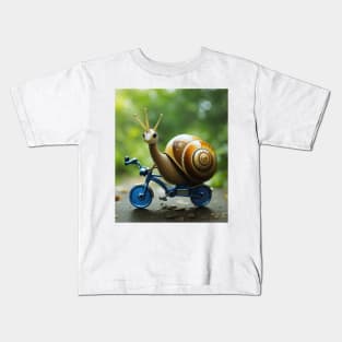 Snail on a Bike Kids T-Shirt